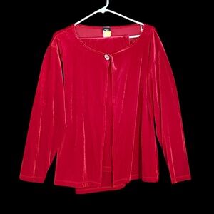 VTG Davida USA Red Velvet 2-Piece Maxi Skirt Long Sleeved Layered Blouse XL 1X